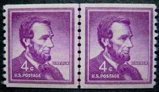   LINCOLN 4 CENT   LINE PAIR   MINT   OG   NH VERY FINE/EXTRA FINE