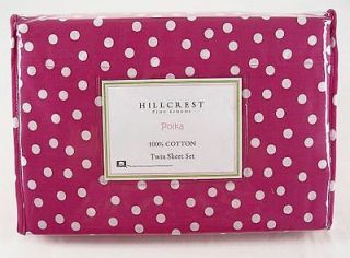 Hillcrest Fine Linens Polka Twin Sheet Set Hot Pink w/ White Polka 