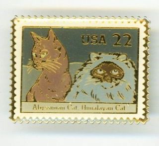 USPS 1998 Abyssinian Himalayan Cats Postage Stamp Lapel Hat Pin