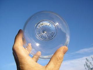Swedish glass fishing float ball in clear glass, Bjorkshult 5 