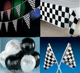 Checkered Flags Racing Tablecloth Pennants BIRTHDAY Nascar Mario Party 