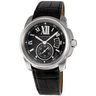 Cartier Mens W7100041 Calibre de Cartier Leather Strap Watch Watches 