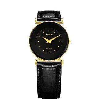   Elegance 30 mm Gold PVD Black Dial Leather Watch Watches 