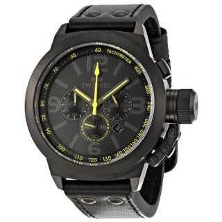 TW Steel Mens TW900 Cool Black Black Leather Strap Watch Watches 