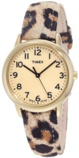 Timex Womens T2N966 Elevated Classics Leopard Patterned Strap Watch 