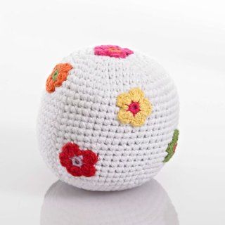 Pebble Ball Rattle   White with Flowers Baby