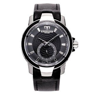 TechnoMarine Womens 609021 UF6 3 Hand Black Bezel Black Leather Watch 