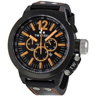 TW Steel Mens CE1030 CEO Canteen Black Leather Chronograph Dial Watch 