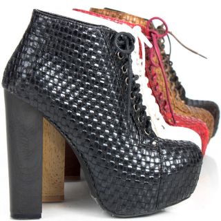 Ladies Platform Booties High Heels Woven Mesh Shoes Womens Lace Up 