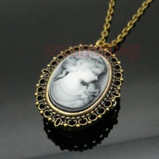   White Lady Beauty Quartz Pocket Watch Necklace Pendant Girl Women P62