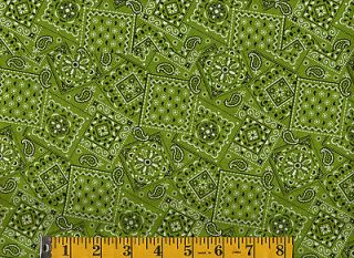 Green Bandana Fabric Blazin Bandana Cotton Quilting Fabric, BTY 