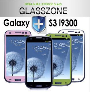 Galaxy S3 i9300 BULLETPROOF GLASS Screen Protector Color Skin Cover 