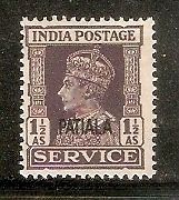 India PATIALA KGVI 1½A SERVICE SG O77 / Sc O69 £7 MNH