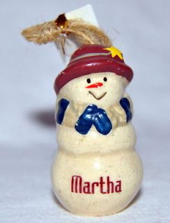   With Tags Ganz Snowman Ornament ~ Martha~ Personalized Name Christmas