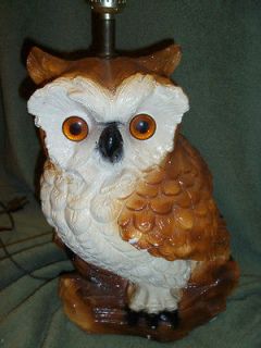 AWESOME RETRO VINTAGE VERY LARGE OWL TABLE LAMP WITH BIG BIG EYES