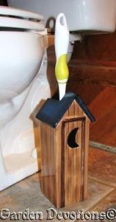 Country Lodge Theme OUTHOUSE TOILET BRUSH HOLDER Rustic & Fun