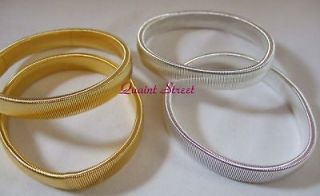Set / 2 Pairs Sleeve Bands Arm Garters Holders Push Up Sleeves Gold 