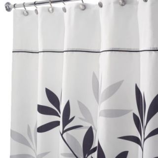 InterDesign Leaves Extra Long Shower Curtain   Black/Gray (72x96 
