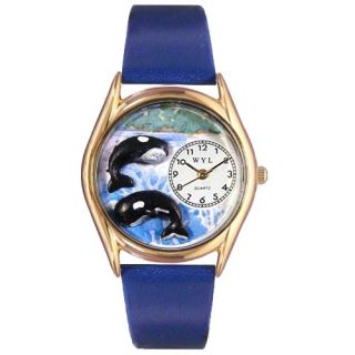    Whales Royal Blue Leather And Goldtone Watch #C0140001