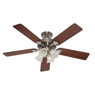 Shop Hunter 52 in 5 Minute Brushed Nickel Ceiling Fan with Light Kit 