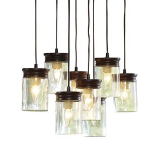 Shop allen + roth 24 in W Bronze Pendant Light with Clear Shade at 