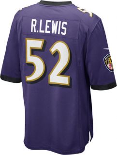 Ray Lewis Jersey Home Purple Game Replica #52 Nike Baltimore Ravens 
