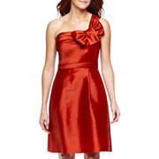 One Shoulder Satin Dress with Bow $75