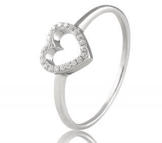 ROSE & KARA Ring med hjerte diamanter i hvidguld  Pixmania