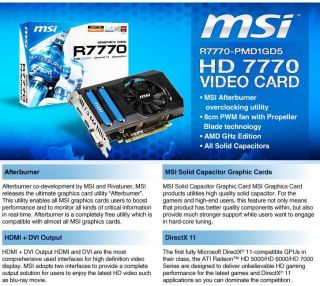 MSI Radeon HD 7770 R7770 PMD1GD5 Video Card   1GB, GDDR5, PCI Express 