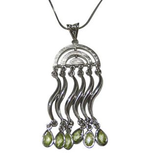mooie zilveren hanger met zeldzame delicate emerald jade stijl (FMR 
