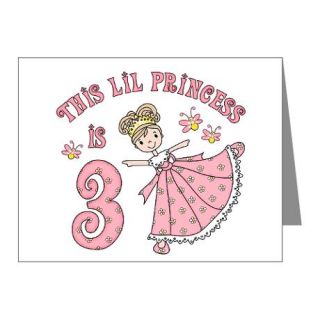 Gifts  3 Note Cards  Pretty Princess 3rd Birthday Invitations 