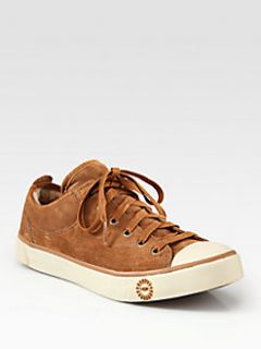 UGG Australia   Suede and Shearling Lace Up Sneakers