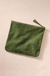 Womens State Street Suede Zip Clutch