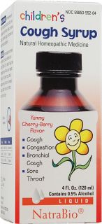 NatraBio Childrens Cough Syrup Cherry Berry    4 fl oz   Vitacost 