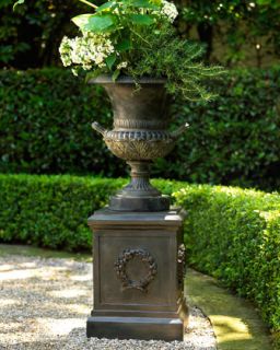 Classic Urn Planter & Laurel Wreath Pedestal   The Horchow Collection