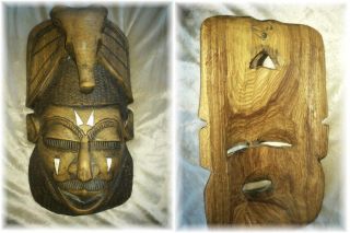 Hand gjord afrikansk mask på Tradera. Trä  Figurer  Samlarsaker