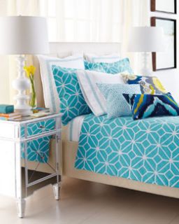 3865 Trina Turk Turquoise and White Trellis Bed Linens