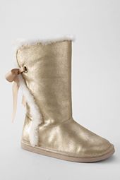 Girls Lindsey Metallic High Shearling Boots with Back Lace