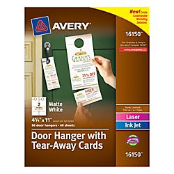 Avery® Door Hangers With Tear Away Cards, 2 Cards Per Sheet, Pack Of 
