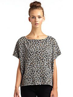 French Connection   Cheeky Cheetah Wool & Cotton Knit Top