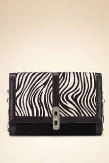Autograph Leather Foldover Zebra Print Matinee Clutch Bag   Marks 