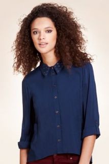 Limited Collection Studded Elliptical Hem Blouse   Marks & Spencer 