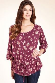 Scoop Neck Drawstring Bird & Floral Gypsy Top   Marks & Spencer 