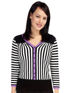 Buy Precis Petite Striped Knit Cardigan, Mauve Multi online at 