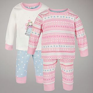 Buy John Lewis Fairy Pyjamas, Pack of 2, Pale Pink online at JohnLewis 