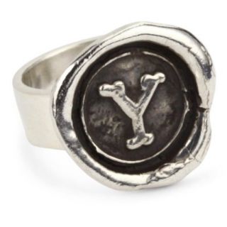 Pyrrha Wax Seals Sterling Silver Initial Y Ring, Size 7   designer 