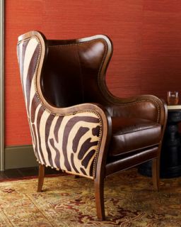 Massoud Chocolate Zebra Wing Chair   The Horchow Collection