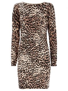 Buy Warehouse Ruched Side Animal Print Dress, Multi online at 