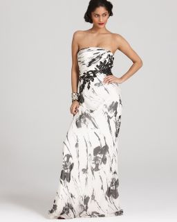 Carmen Marc Valvo Gown   Printed Strapless  