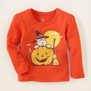 baby girl   Halloween pumpkin & cat graphic tee  Childrens Clothing 